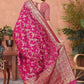 Rajwada Pink Woven Banarasi Silk Saree With Unstitched Blouse For Women