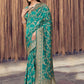 Rajwada Teal Woven Banarasi Silk Saree With unstitched Blouse For Women