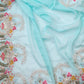 Rajwada Sky Blue Embroidered Organza Saree With Unstitched Blouse For Women