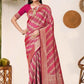 Rajwada Pink Woven Banarasi Silk Saree With Unstitched Blouse For Women