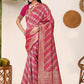 Rajwada Pink Woven Banarasi Silk Saree With Unstitched Blouse For Women