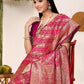 Rajwada Pink Woven Banarasi Silk Saree With Unstitched Blouse For Women