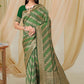 Rajwada Green Woven Banarasi Silk Saree With Unstitched Blouse For Women