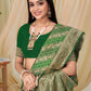 Rajwada Green Woven Banarasi Silk Saree With Unstitched Blouse For Women