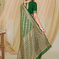 Rajwada Green Woven Banarasi Silk Saree With Unstitched Blouse For Women