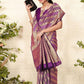 Rajwada Purple Woven Banarasi Silk Saree With unstitched Blouse For Women