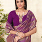Rajwada Purple Woven Banarasi Silk Saree With unstitched Blouse For Women