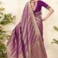 Rajwada Purple Woven Banarasi Silk Saree With unstitched Blouse For Women