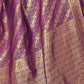 Rajwada Purple Woven Banarasi Silk Saree With unstitched Blouse For Women