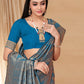 Rajwada Blue Woven Banarasi Silk Saree With unstitched Blouse For Women