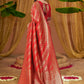 Rajwada Red Woven Banarasi Silk Saree With unstitched Blouse For Women