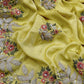 Rajwada Yellow Embroidered Chinnon Silk Saree With Unstitched Blouse For Women
