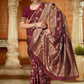 Rajwada Maroon Woven Banarasi Silk Saree With unstitched Blouse For Women