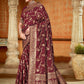 Rajwada Maroon Woven Banarasi Silk Saree With unstitched Blouse For Women
