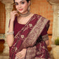 Rajwada Maroon Woven Banarasi Silk Saree With unstitched Blouse For Women