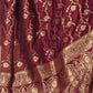 Rajwada Maroon Woven Banarasi Silk Saree With unstitched Blouse For Women