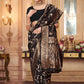 Rajwada Black Woven Banarasi Silk Saree With Unstitched Blouse For Women