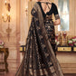 Rajwada Black Woven Banarasi Silk Saree With Unstitched Blouse For Women