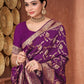 Rajwada Purple Woven Banarasi Silk Saree With unstitched Blouse For Women