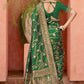 Rajwada Green Woven Banarasi Silk Saree With unstitched Blouse For Women