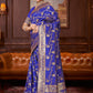 Rajwada Royal Blue Woven Banarasi Silk Saree With unstitched Blouse For Women