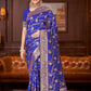 Rajwada Royal Blue Woven Banarasi Silk Saree With unstitched Blouse For Women