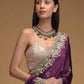 Rajwada Purple Embroidered Silk Blend Saree With Unstitched Blouse For Women