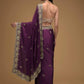 Rajwada Purple Embroidered Silk Blend Saree With Unstitched Blouse For Women
