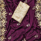 Rajwada Purple Embroidered Silk Blend Saree With Unstitched Blouse For Women