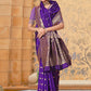 Rajwada Purple Banarasi Woven Saree With Unstitched Blouse For Women