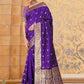 Rajwada Purple Banarasi Woven Saree With Unstitched Blouse For Women