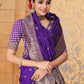 Rajwada Purple Banarasi Woven Saree With Unstitched Blouse For Women