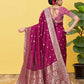 Rajwada Wine  Banarasi Woven Saree With Unstitched Blouse For Women