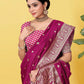 Rajwada Wine  Banarasi Woven Saree With Unstitched Blouse For Women