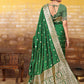 Rajwada Green Banarasi Woven Saree With Unstitched Blouse For Women