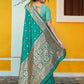 Rajwada Teal Banarasi Woven Saree With Unstitched Blouse For Women
