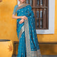 Rajwada Blue Banarasi Woven Saree With Unstitched Blouse For Women