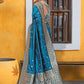 Rajwada Blue Banarasi Woven Saree With Unstitched Blouse For Women