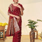 Rajwada Maroon Banarasi Woven Saree With Unstitched Blouse For Women
