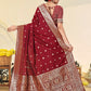 Rajwada Maroon Banarasi Woven Saree With Unstitched Blouse For Women