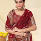 Rajwada Maroon Banarasi Woven Saree With Unstitched Blouse For Women