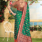 Rajwada Green Woven Banarasi Silk Saree With unstitched Blouse For Women