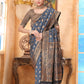 Rajwada Grey Woven Banarasi Silk Saree With unstitched Blouse For Women