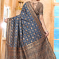 Rajwada Grey Woven Banarasi Silk Saree With unstitched Blouse For Women