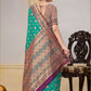 Rajwada Teal Woven Banarasi Silk Saree With unstitched Blouse For Women