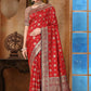 Rajwada Red Woven Banarasi Silk Saree With unstitched Blouse For Women