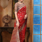 Rajwada Red Woven Banarasi Silk Saree With unstitched Blouse For Women