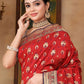 Rajwada Red Woven Banarasi Silk Saree With unstitched Blouse For Women