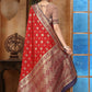 Rajwada Red Woven Banarasi Silk Saree With unstitched Blouse For Women