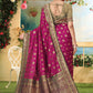 Rajwada Magenta Woven Banarasi Silk Saree With unstitched Blouse For Women